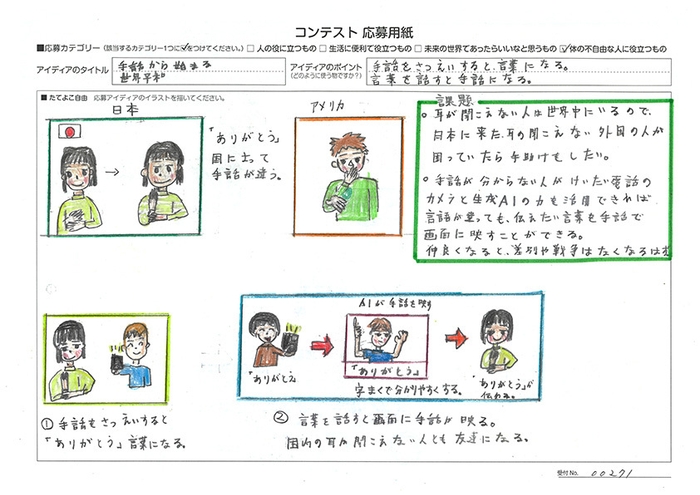 発明アイディア奨励賞 佐々木 智香(ささき のりか)さん 手話から始まる世界平和