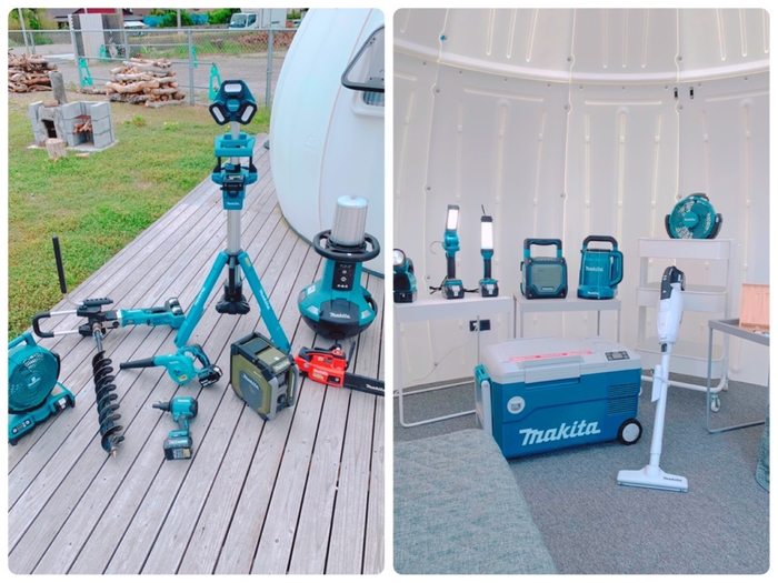マキタブルーの充電式商品はアウトドア需要が急増中!お勧め16点を展示