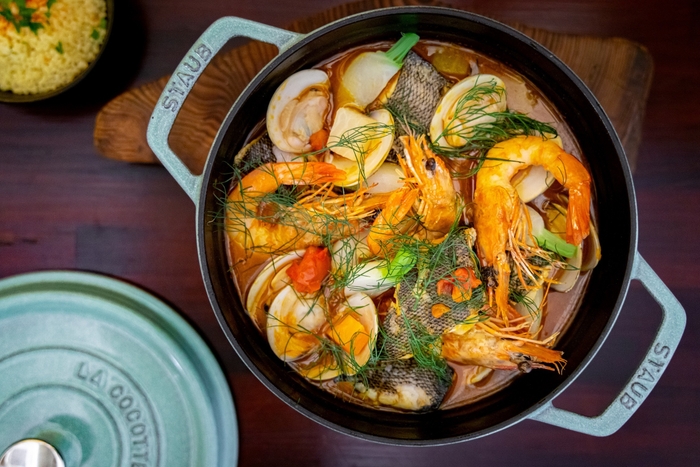 魚介と野菜の軽い煮込み クスクス添え