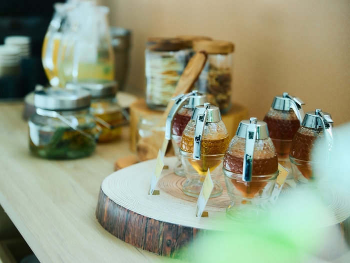 ウェルカムサービスでは数種類のはちみつも愉しめる