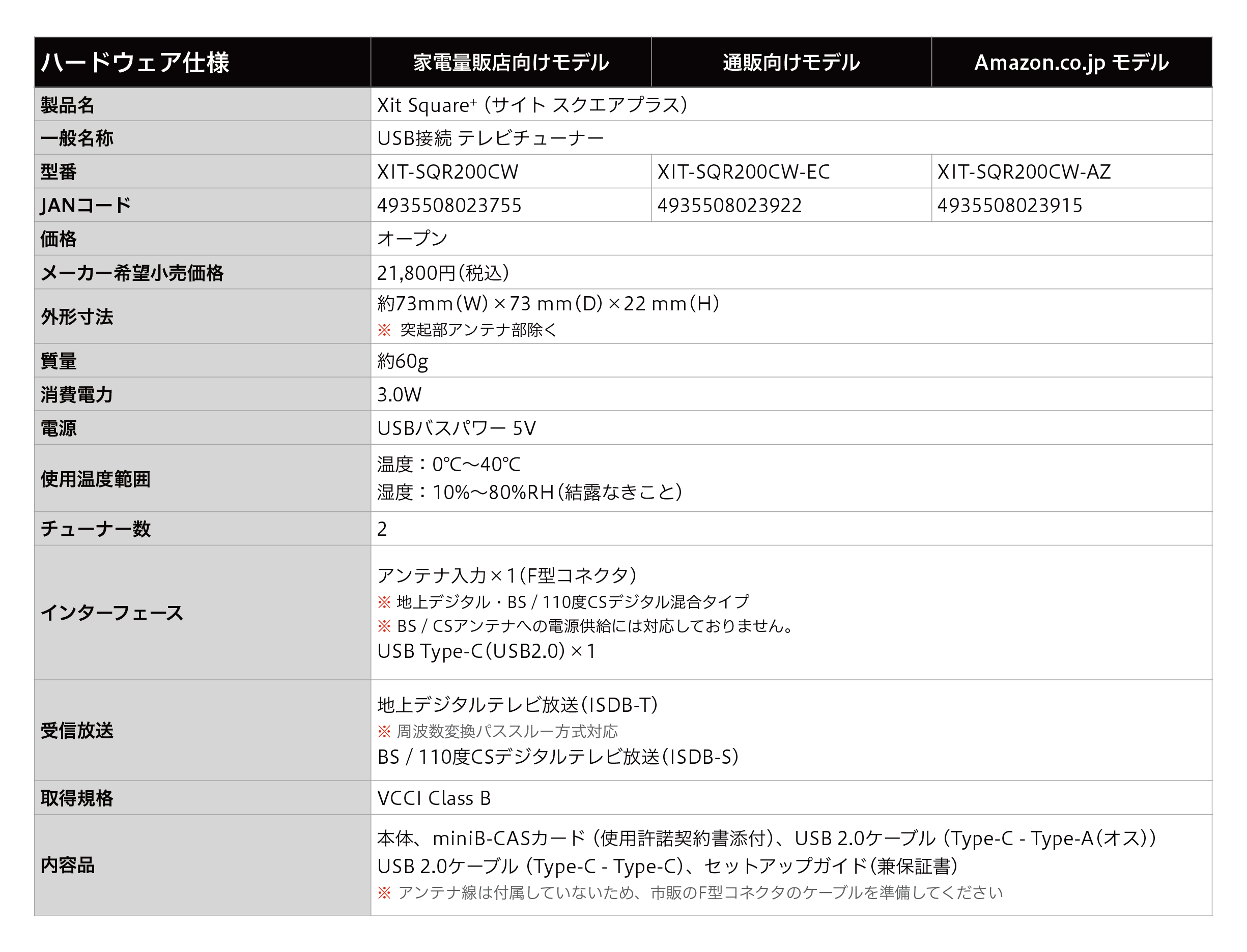 ハードウェア仕様