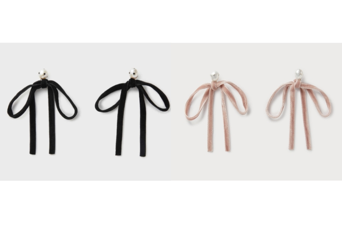 Ashore Bow Drop Earrings, Pink/Black