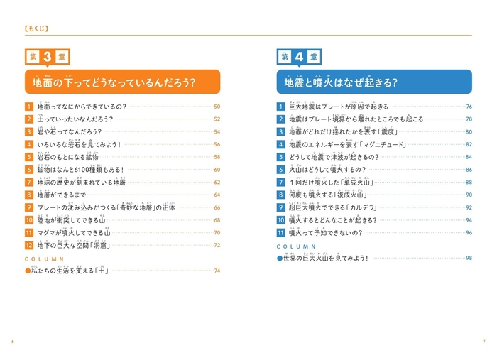 『こども地学 私たちが暮らす地球のことがわかる本』もくじ②