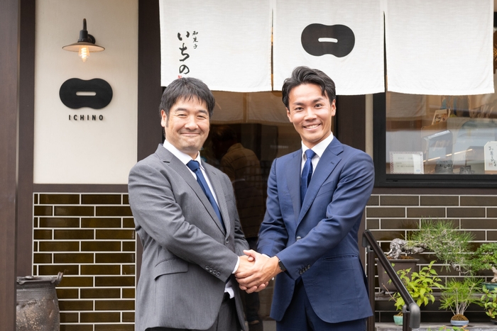 (左から)きよせ・いちの 玉腰氏、インテグループ 高村 理