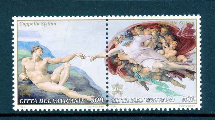 アダムの図像例(「システィーナ礼拝堂修復」アダムの創造(部分)/バチカン/1994)