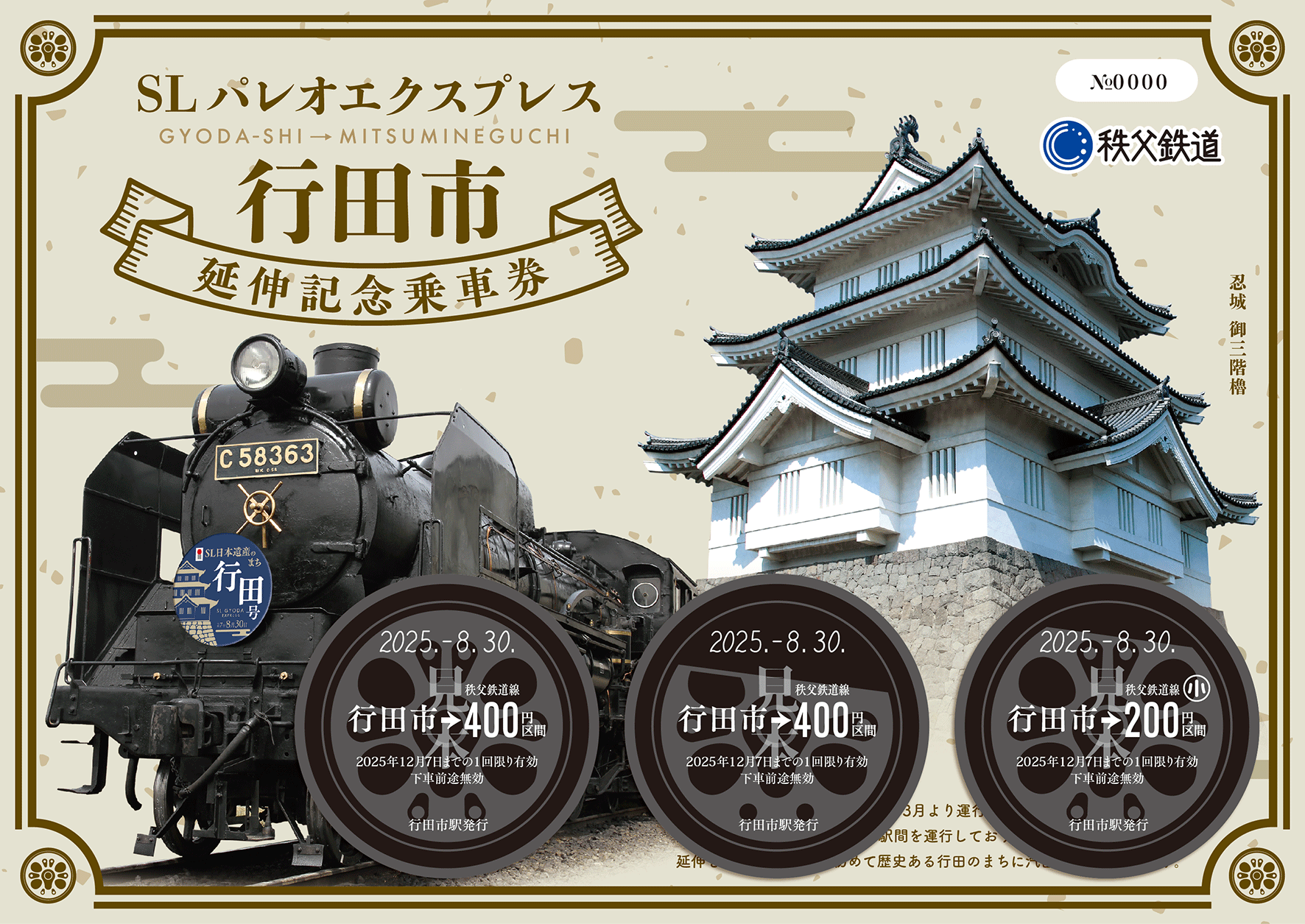 SLパレオエクスプレス行田市延伸記念乗車券 イメージ3