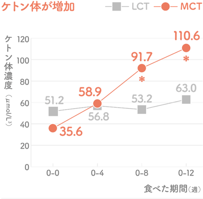 MCTオイルを2か月継続摂取でケトン体増加