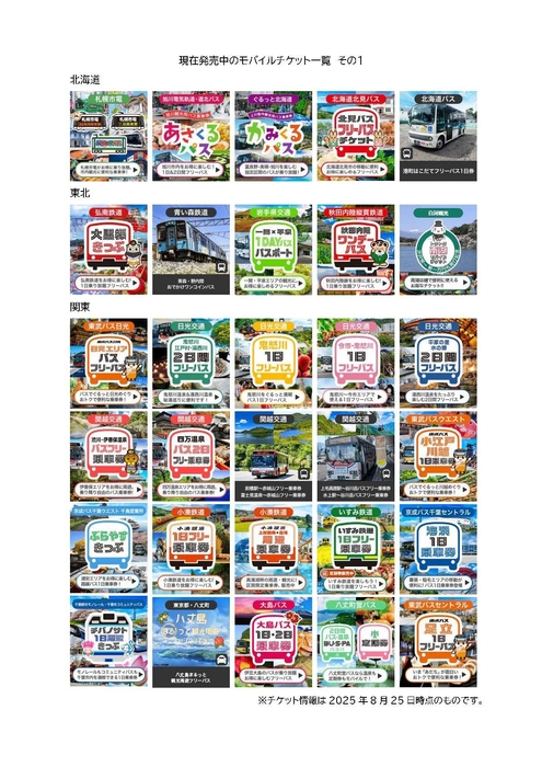 モバイルチケット一覧その1