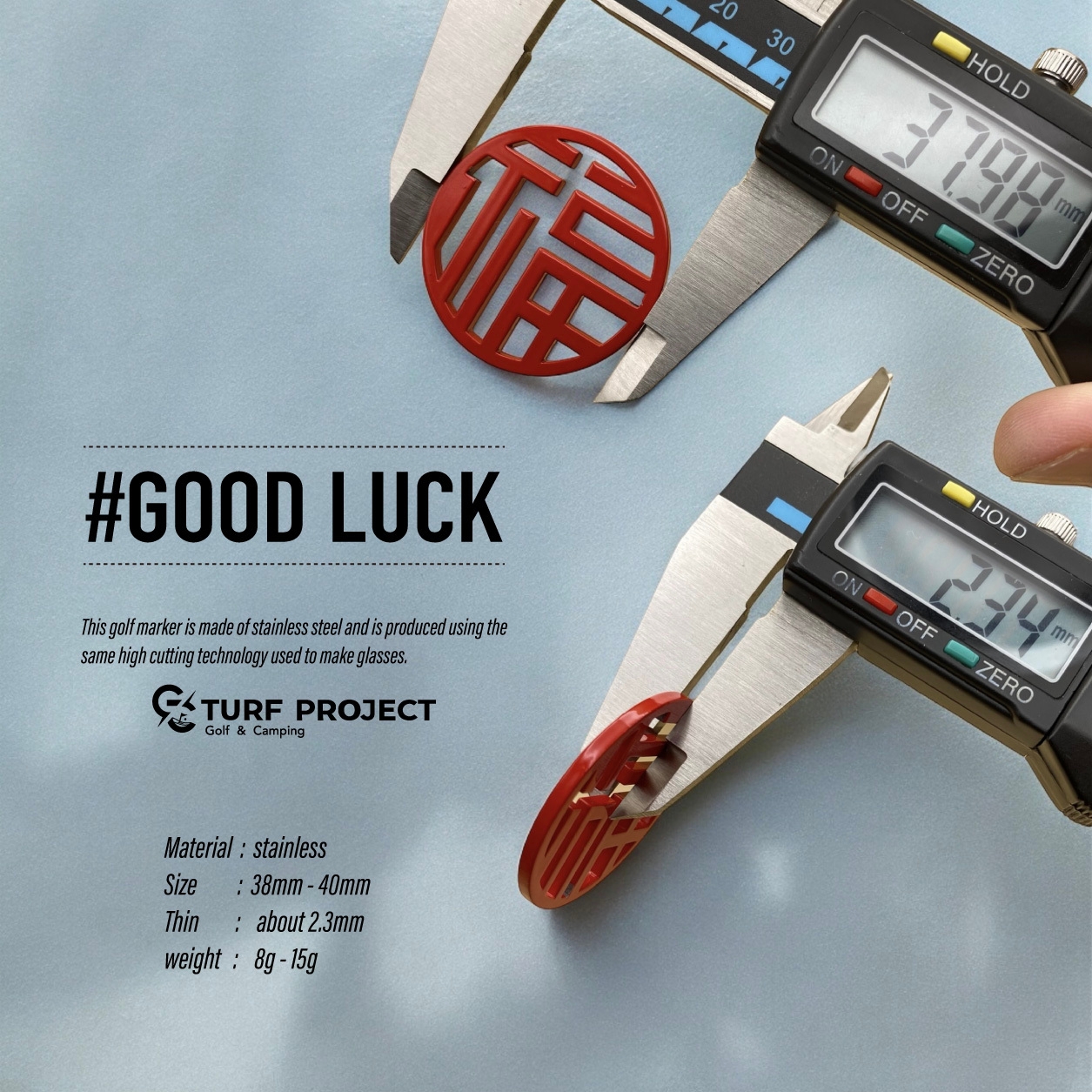 #GOOD LUCK メタルでできたマーカー