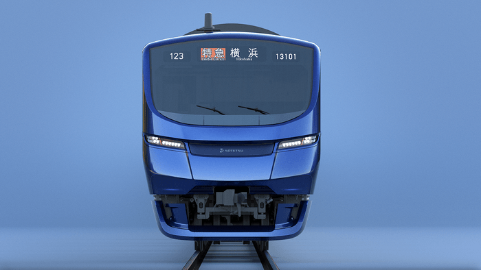 「13000系」の特徴である車両前面 (イメージ)