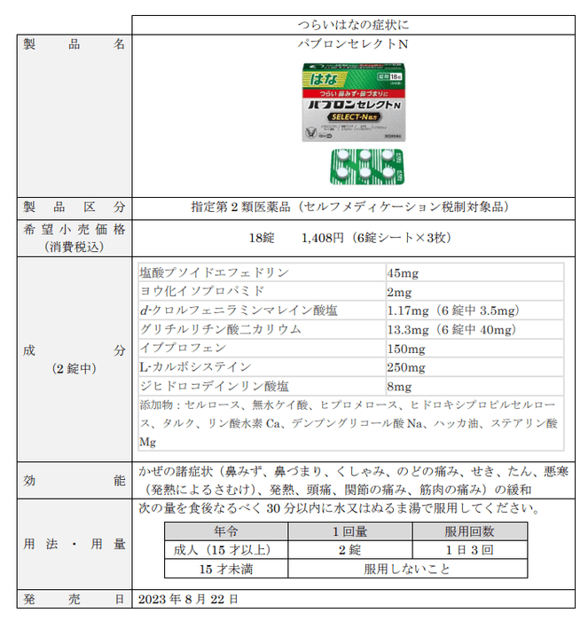 製品概要 パブロンセレクトN