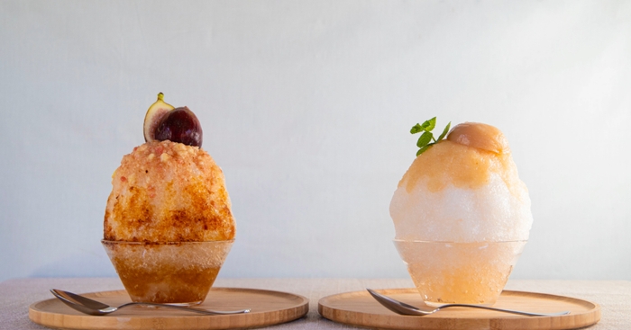 ▲無花果と焙じ茶(左)、桃とジャスミン(右)