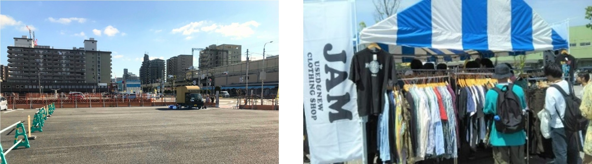 【河内小阪駅前土地の一部】(左) 【開催イメージ】(右)