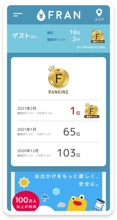 FRAN ランキング画面