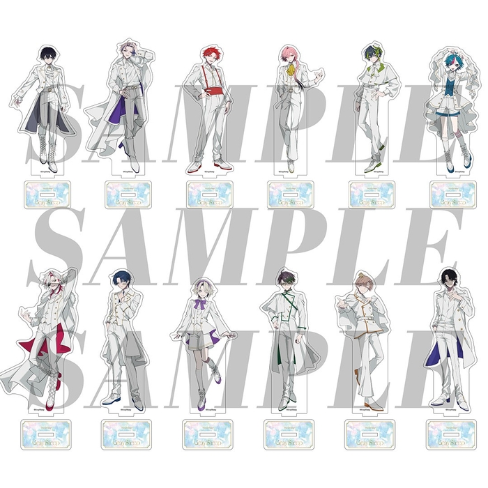 アクリルスタンド 2nd Anniv. Ver. イベント価格:¥1,700(税込) 種類:全12種 キャラサイズ:全長145mm程度 台座サイズ:H30mmxW50mm程度 ※絵柄をお選びいただけます ※キャラクターによりサイズが異なります