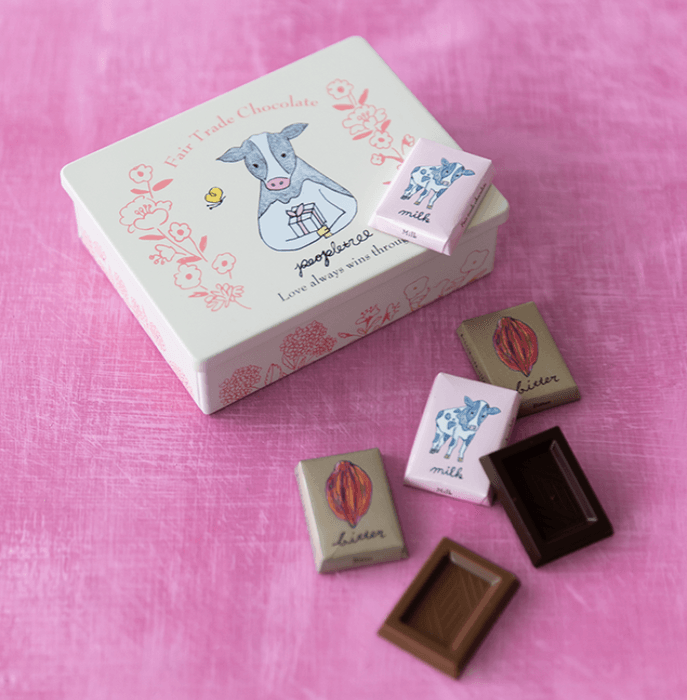 フェアトレード&オーガニックチョコ イラスト缶 ウシさん2023 ミルク&ビター