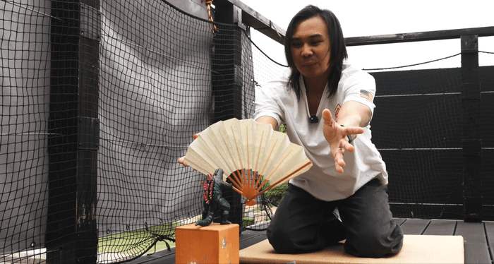 ▲投扇興ゲームにチャレンジ！