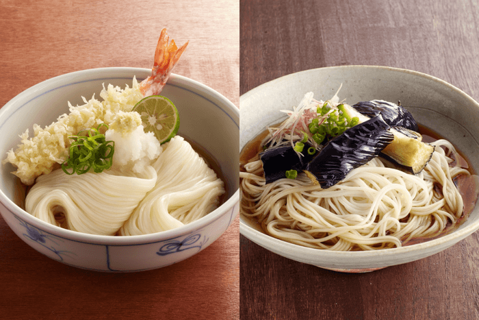 天ぷらそうめんと茄子の揚げびたしそうめん