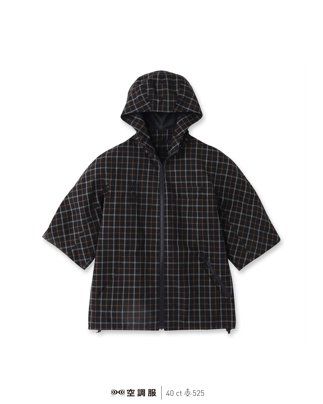 チェックフードブルゾン フロント