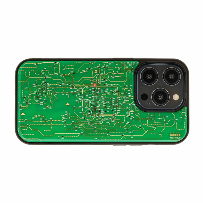 FLASH 関西回路線図 iPhone 14Proケース 緑
