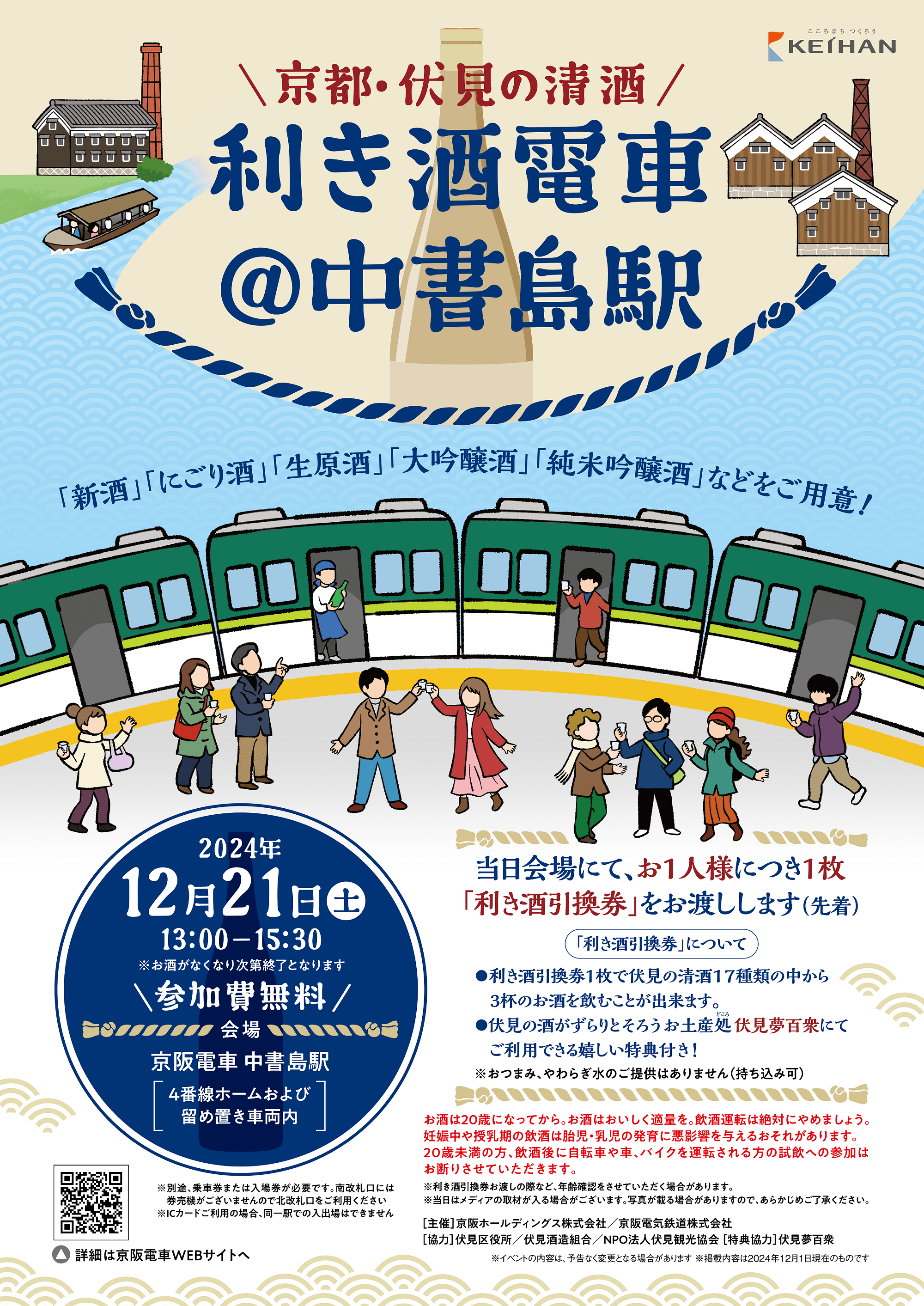 「京都・伏見の清酒 利き酒電車@中書島駅」ポスター
