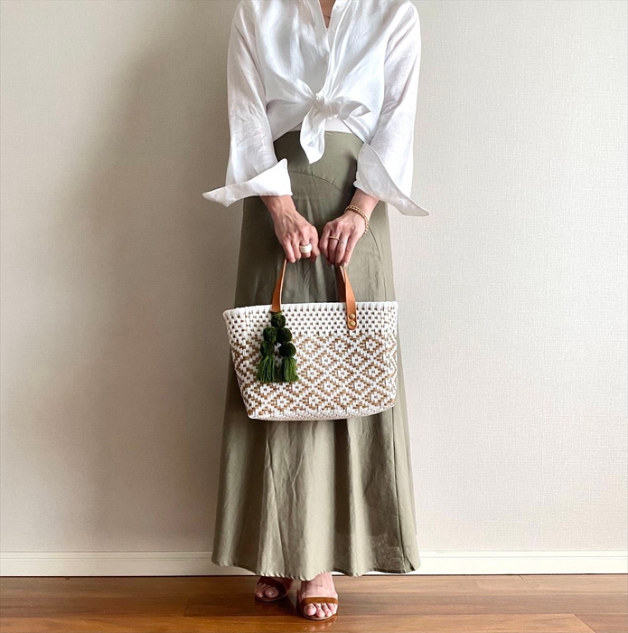 ダイヤ柄ワイドM ホワイト×ゴールド