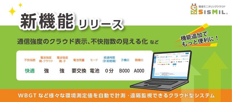 暑さ指数(WBGT)などの環境測定値を遠隔で一元管理する 『SisMil』7つの新機能追加でさらに便利に！4月上旬リリース