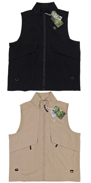 アウトドアベスト『遊楽 -yura-』速乾 大判ポケット・カラビナ付き色展開