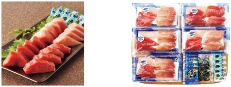 近大マグロ お刺身セット(左)、近大マグロの丼の具セット(右)
