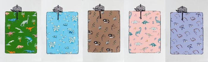 左から:恐竜とふくい/ふくいと海/そばとふくい/恐竜とフルーツ/めがねとふくい