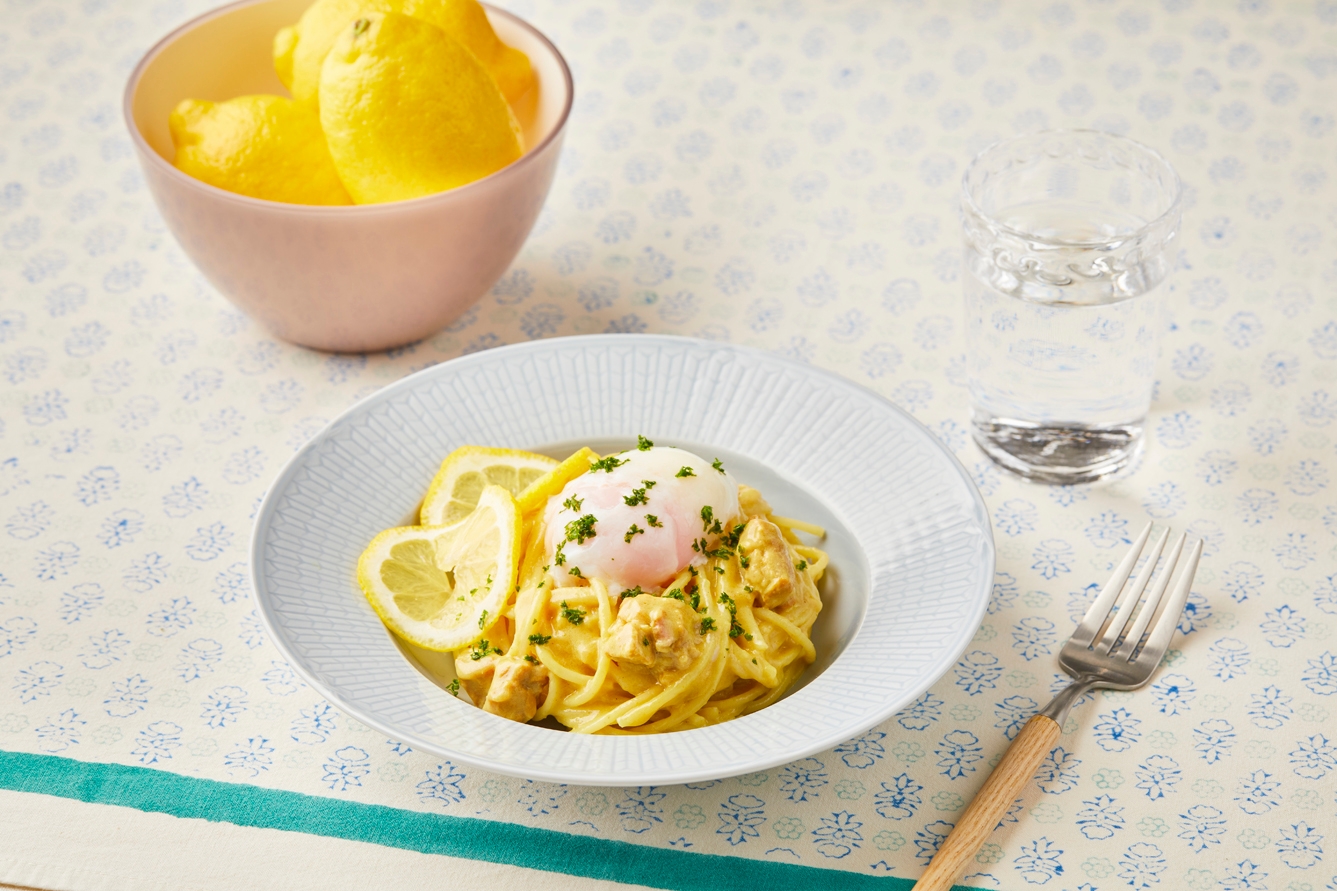 卵とろ~り♪レモンクリームカレーパスタ