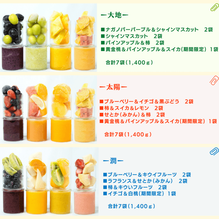 スムージーベース基本ラインナップ 3商品
