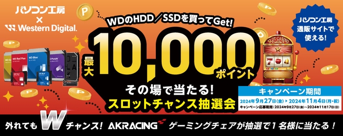 最大10,000ポイントがその場で当たるスロットチャンス抽選会を開催!