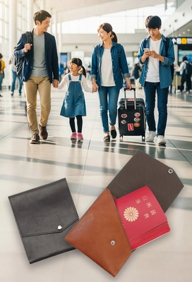 アブラサスより、家族4人分の旅をひとつにまとめる 「ファミリーパスポートケース」を発売