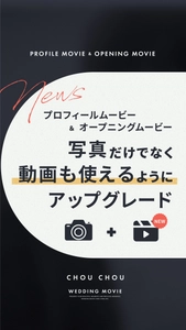 ウェディングムービーシュシュ　 結婚式プロフィール＆オープニングムービーに動画が挿入できる 「動画対応オプション」を提供開始