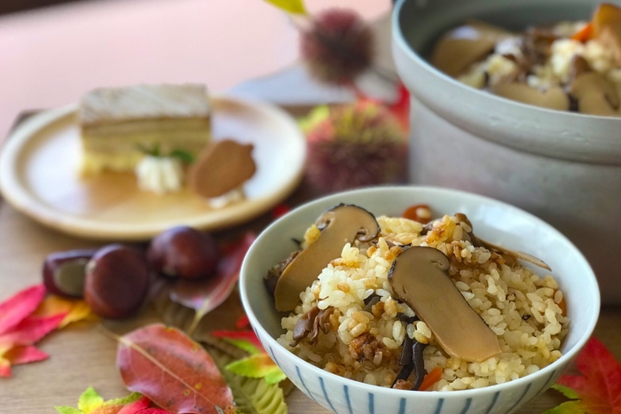 ~秋の紅葉プラン 松茸炊き込みご飯とモンブラン(マロン)ケーキ付~