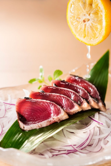 炭火焼たたきに鹿児島県産柚子果汁100%