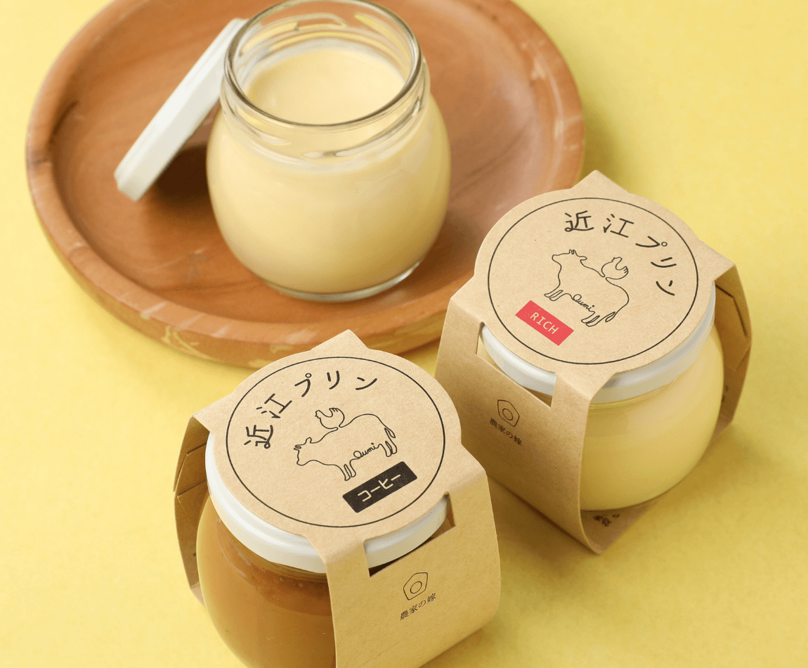 農家の嫁 近江プリン 上:プレーン/左:コーヒー/右:リッチ