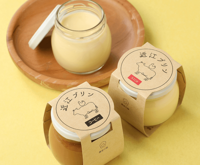 農家の嫁 近江プリン 上:プレーン/左:コーヒー/右:リッチ