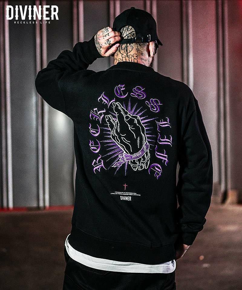 【Black Letter】Talisman Sweat Shirt(ブラック/パープル)