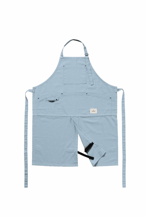 オーガニックコットンワークエプロン（ロング）　ブルー