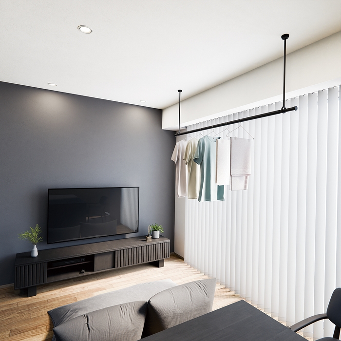 ランドリーバーLB-1 ブラック Mサイズ使用(幅1,700mm×高600mm)