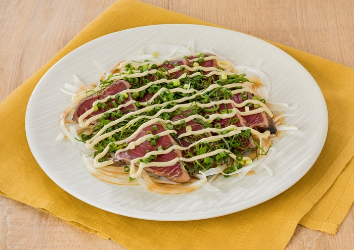 燻製マヨで!かつおのたたきのカルパッチョ風