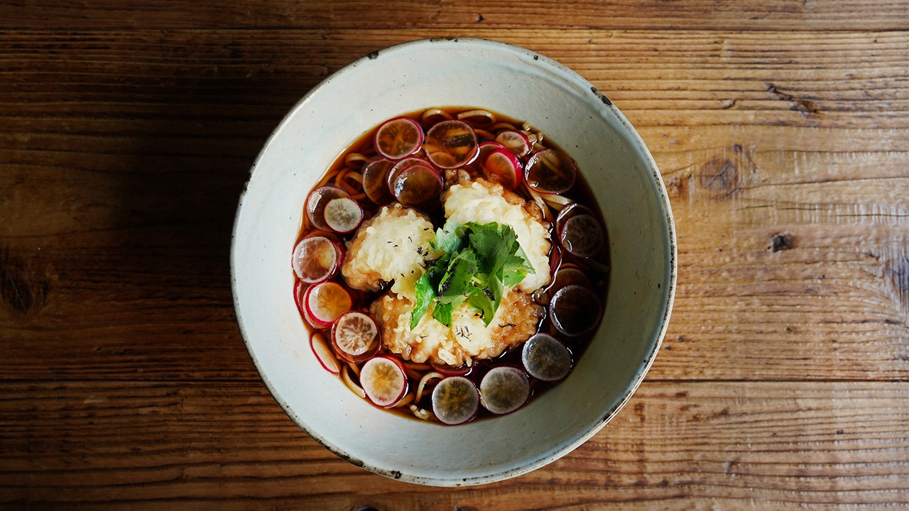 甘鯛天と赤かぶそば