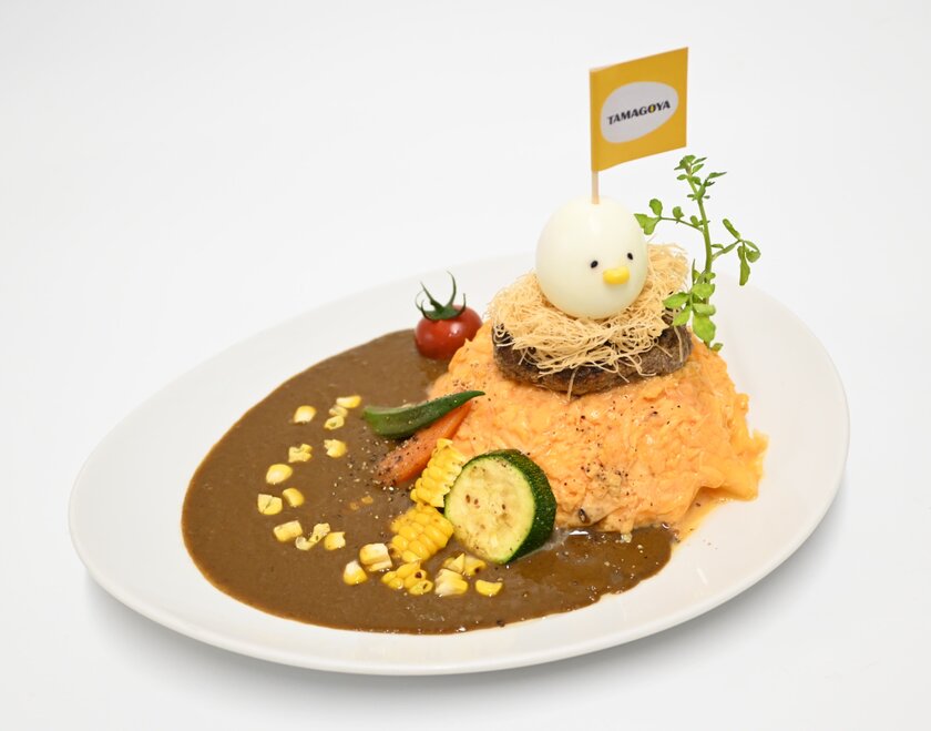 天てりタマちゃんのオムバーグカレー　夏野菜添え