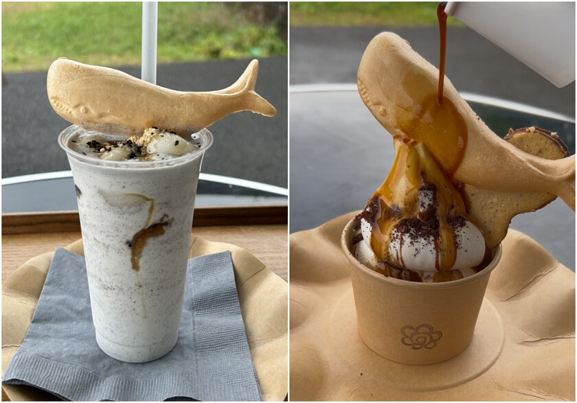 濃厚黒ゴマシェイク/みねおか牛乳ソフトのアフォガード